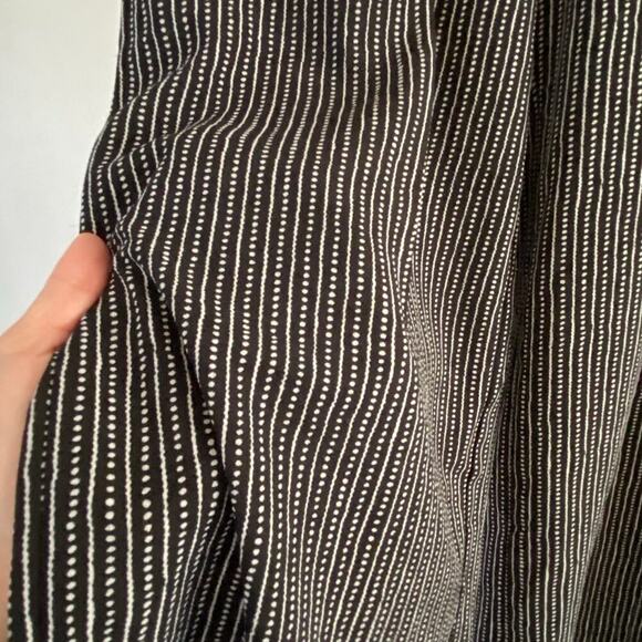 Max studio wide flared pants scrunch waist black white dots small with tie belt - Picture 5 of 7